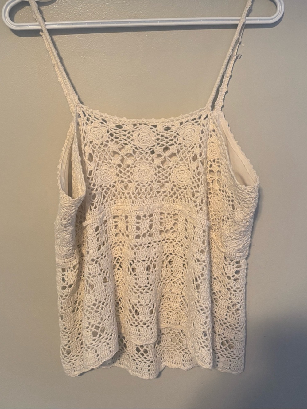 Vintage Cottagecore Bohemian Crochet Lace White Tank Top Prairie Size XL - Picture 6 of 7